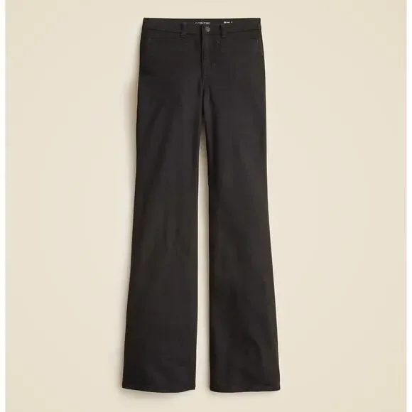 J.Crew 1996 High Rise Flare Jeans Womens 32P Black Semi-stretch Button Zip Fly - Picture 3 of 8